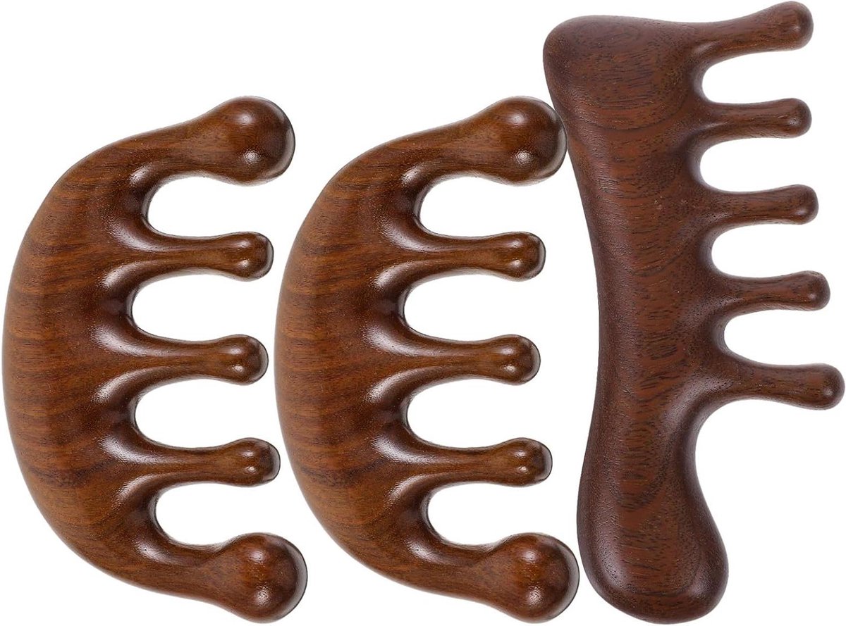 Houten Hoofdmassagekam - Gua Sha Kam - Hoofdhuid Verzorging - Ergonomische Vorm - 95 x 55 cm - Bruin