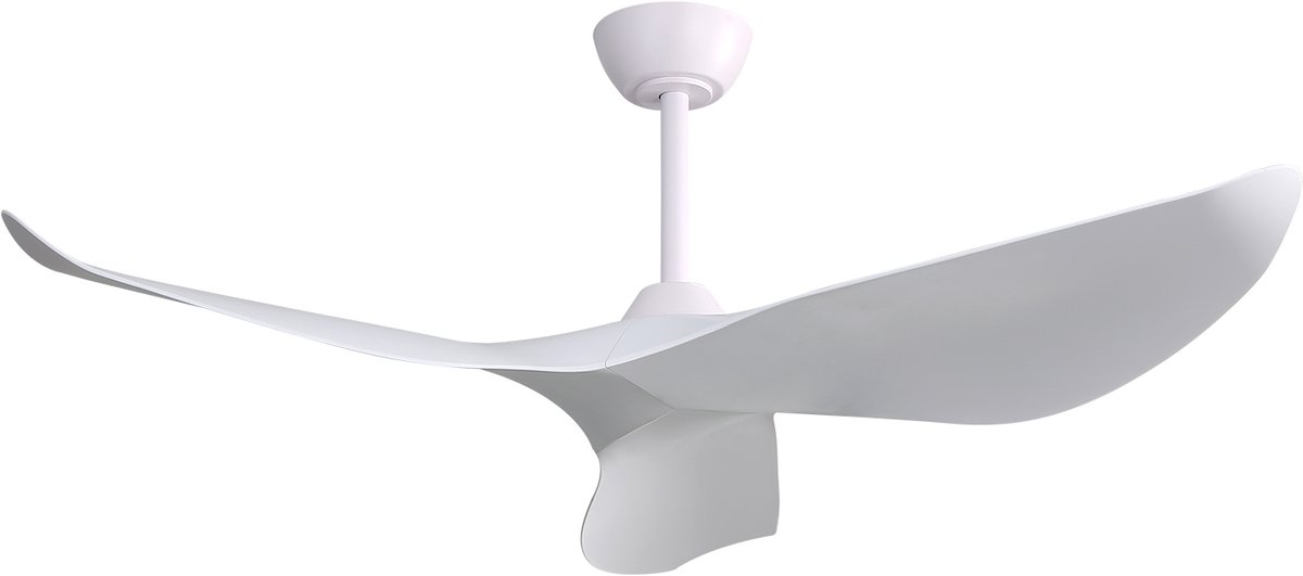 Gutent - Witte plafondventilator - 132cm - Met afstandsbediening - 6 snelheden - 3 ABS bladen - DC motor - Voor woonkamer