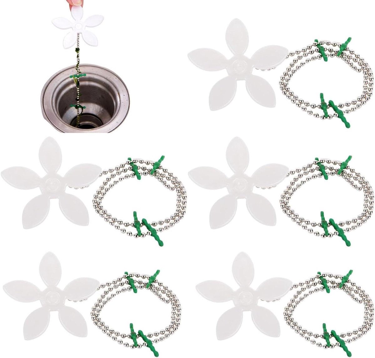 Haarfilter voor afvoer - Haarvanger douche - Verstopping voorkomen - Charmant bloemdesign - 5 stuks 40 cm - Zilverkleurig