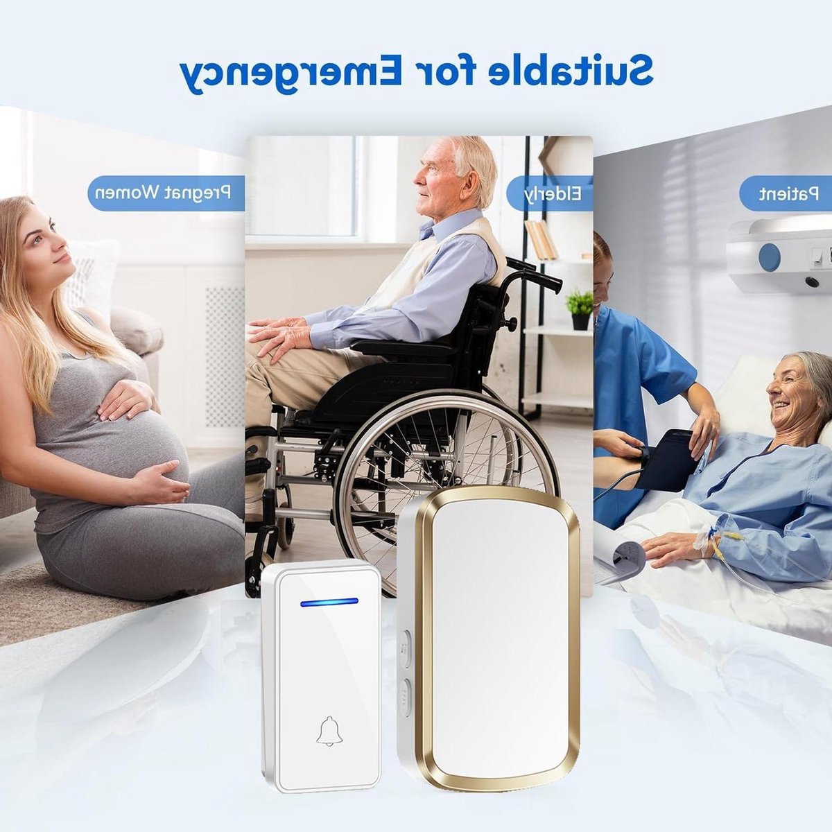 Draadloze Deurbel - Zelfaangedreven Kit - Huis Beveiligen - Geen Batterij Nodig - 150 Meter Bereik - Zwart Goud