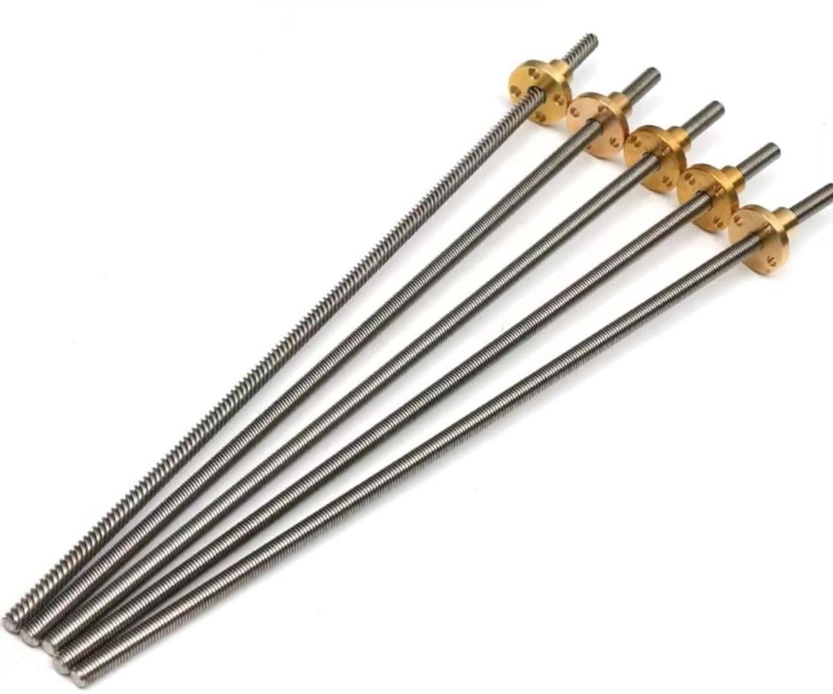 Loodschroef 6mm - T-schroef spindel - 3D printen - Roestvrij staal - 650mm lengte - Zilverkleurig