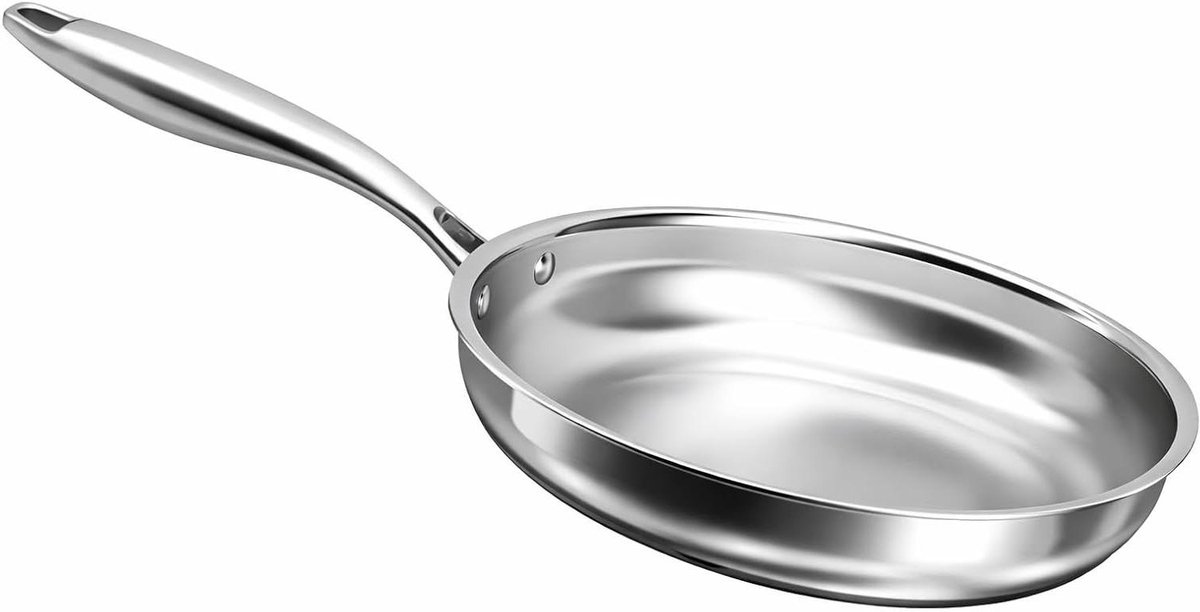 Roestvrijstalen Koekenpan Braadpan Antiaanbak Dagelijks Koken Ovenbestendig tot 260°C 24 cm Zilver