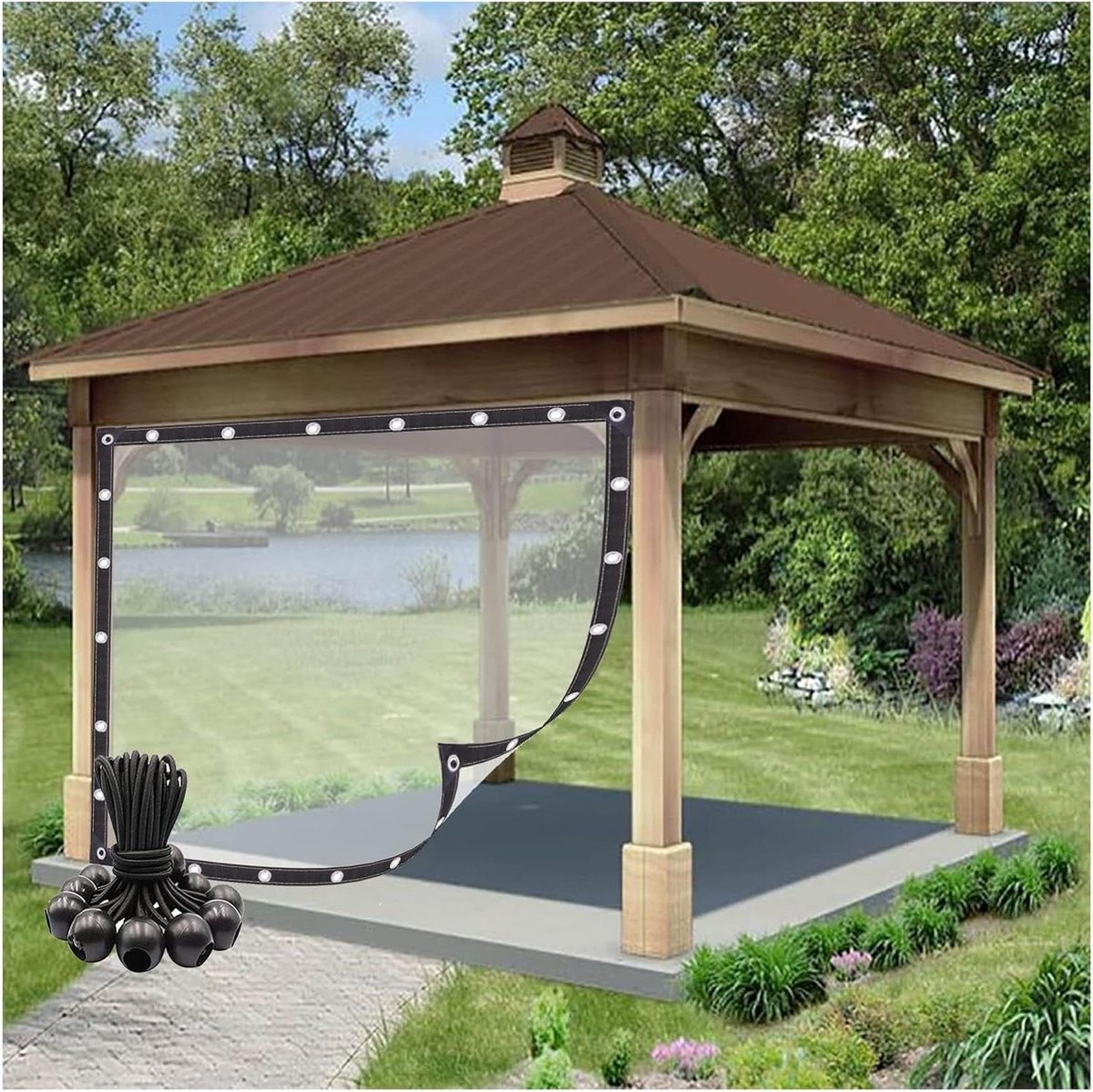 Transparant Outdoorzeil - Regenbestendige Hoes - Tuin Beschermen - Doorvoertules - 25 x 4 m - Transparant