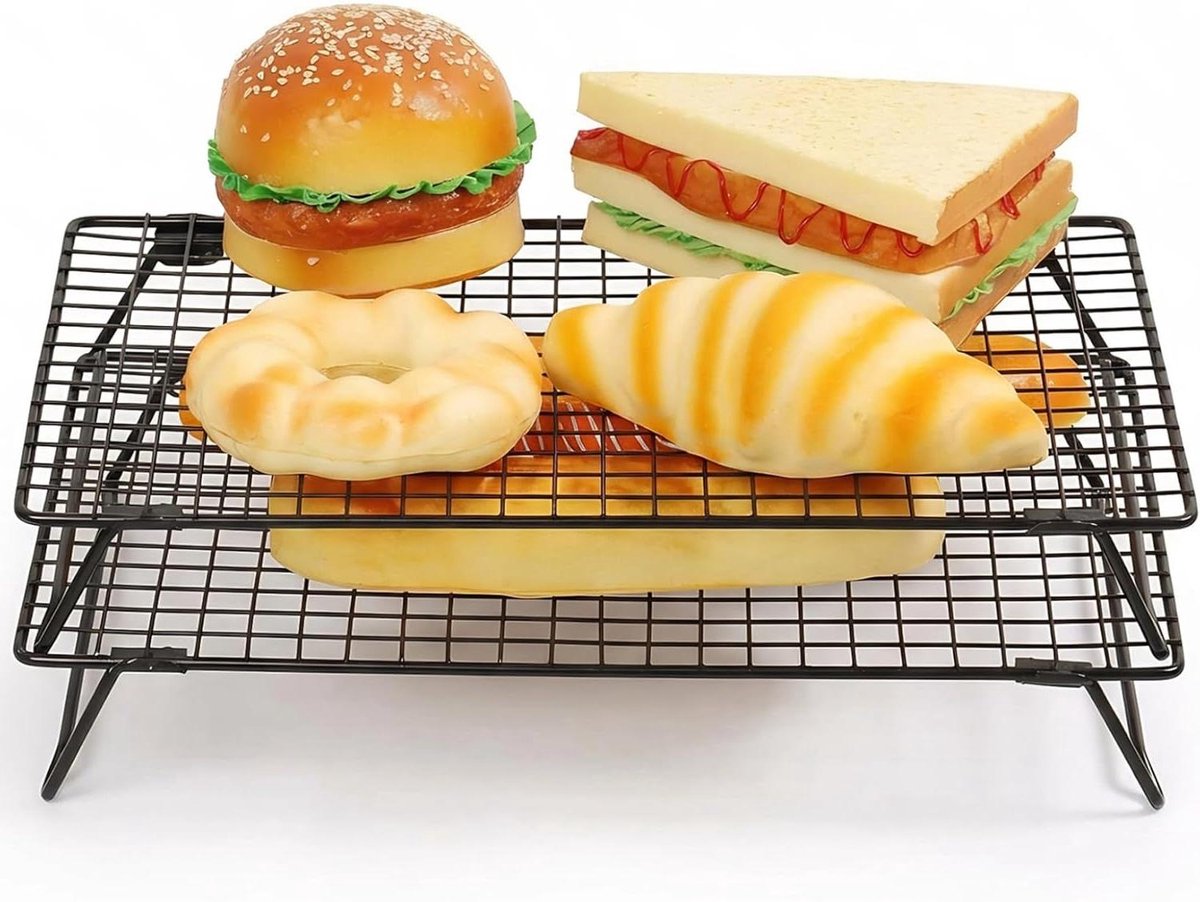 Bakken Koelrek Bakbenodigdheden Koken en Grillen Opvouwbare poten 17x11 inch Zwart