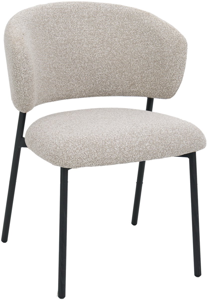 Giga Meubel Eetkamerstoel Feya Beige/Zwart - Stof - Japandi - Set van 2