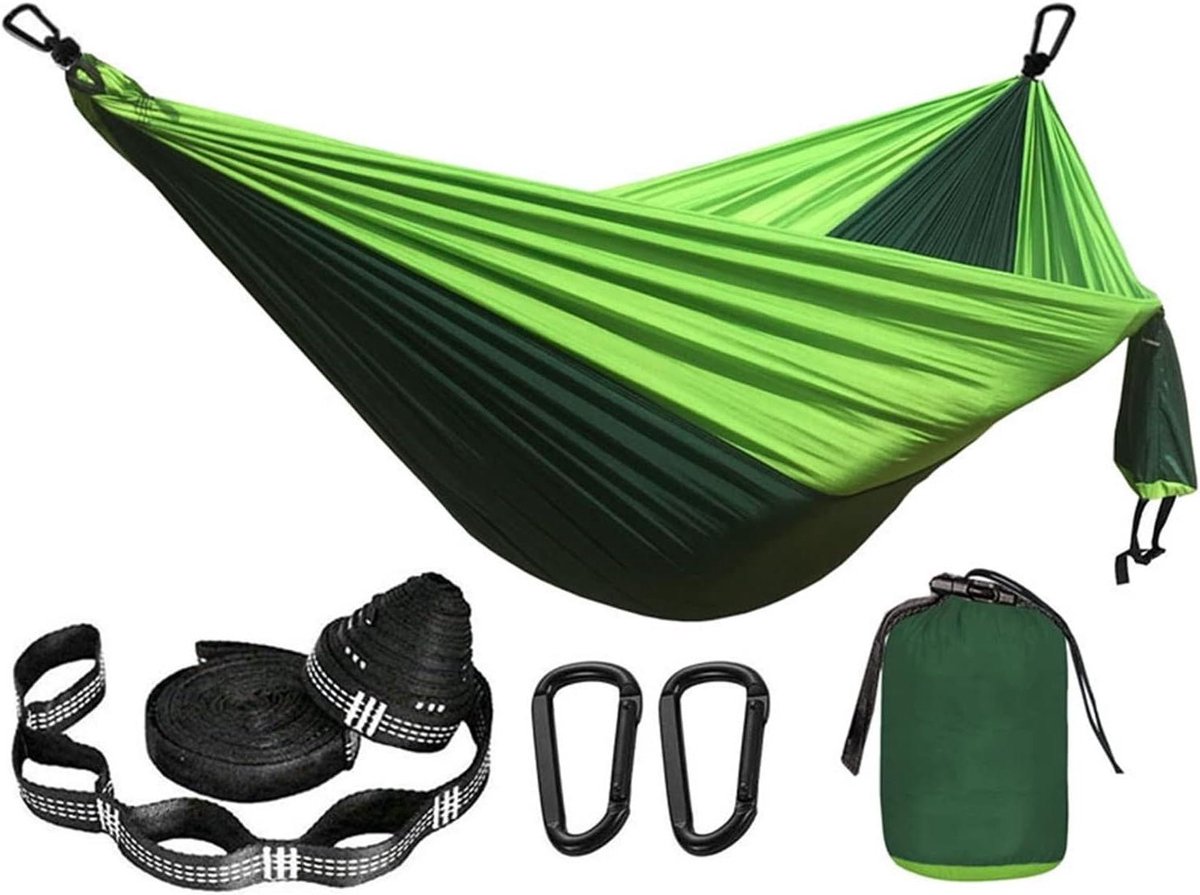 Schommelset Kleur Parachute Hangmat met hangmatriemen, duurzaam en nuttig, Camping Survival Travel Dubbele tuinmeubilair Schommelstoel (Color : Dark green and green)