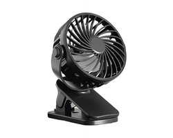 Draagbare mini-ventilator met clip – 4-in-1 USB-bureauventilator met nachtlampje, wandmontage en draagbare functies, luchtcirculatie, geschikt voor studentenkamers, slaapkamers en kantoren (zwart)