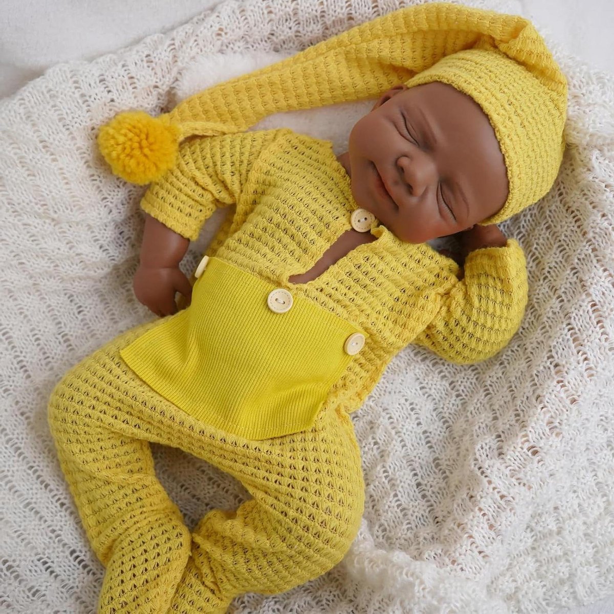 Slapende pop - Reborn baby - Kinderspel - Zacht silicone - 6 x 5 x 5 cm - Bruin