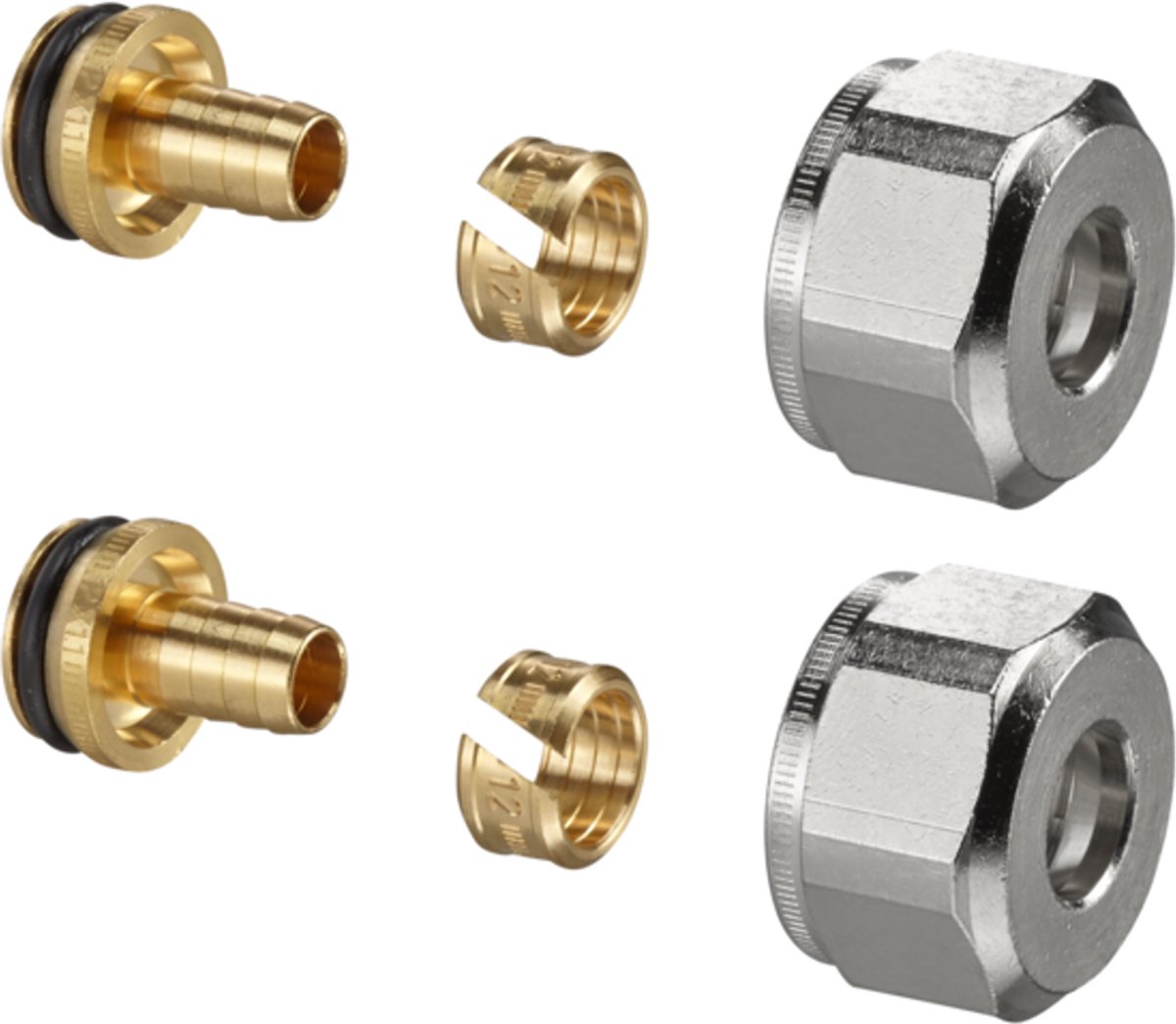 OVENTROP knelringkoppeling Ofix K voor G 3/4 AG volgens DIN EN 16313, metaalafdichtend plus O-ring voor kunststofbuizen, 2-voudig, 15 x 2,5 mm, 1016885