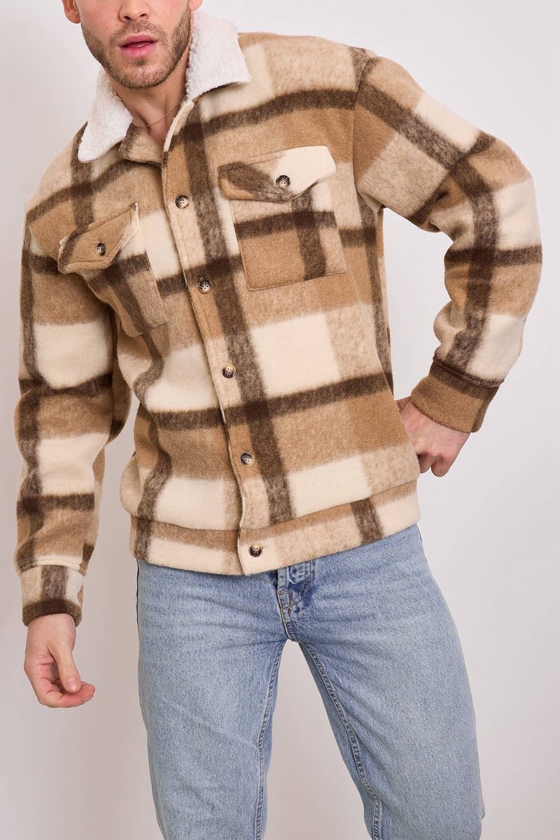 Geruit jack - Bruin - Beige