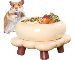 Keramische Voerbak - Zandbadbak Huisdier - Voeren en Baden - Antislip en Robuust - 17 cm Diameter - Wit