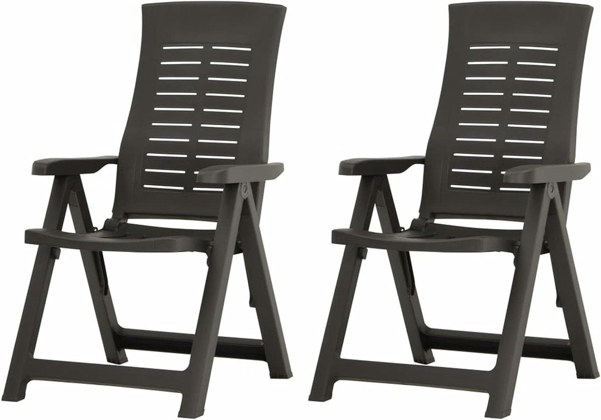 Tuinstoelen Set - Loungestoelen Buiten - Ontspannen in de tuin - Verstelbare rugleuning - 2 stuks - Antraciet