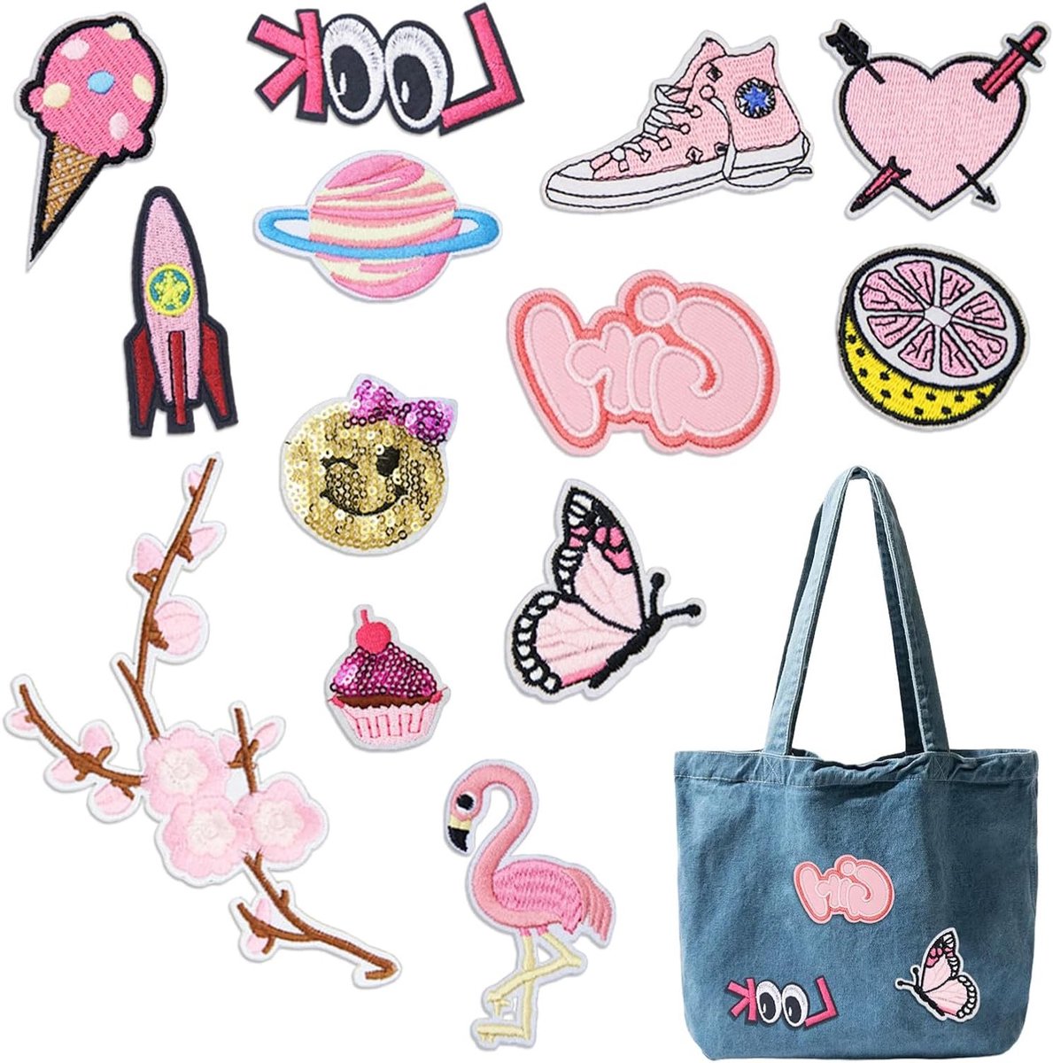 13 Stuks Strijkapplicaties voor Kleding - Geborduurde Patroon Patches voor Kinderen, DIY Stofversiering voor Jeans, T-Shirts, Jassen en Rugzakken