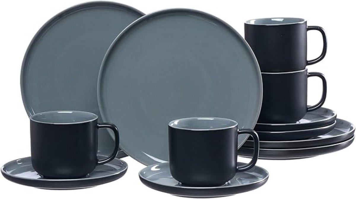 Koffieservies 12-delig in zwart - Minimalistisch en stoer