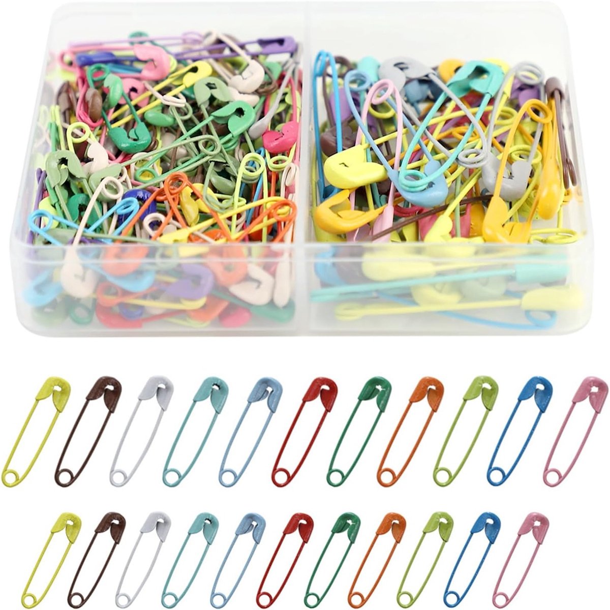 200 Stuks Markers met Haakjes, Veiligheidspinnen 30 mm en 19 mm, Brei- en Naaiaccessoires met Doorzichtige Opbergtas voor Creatief Handwerken