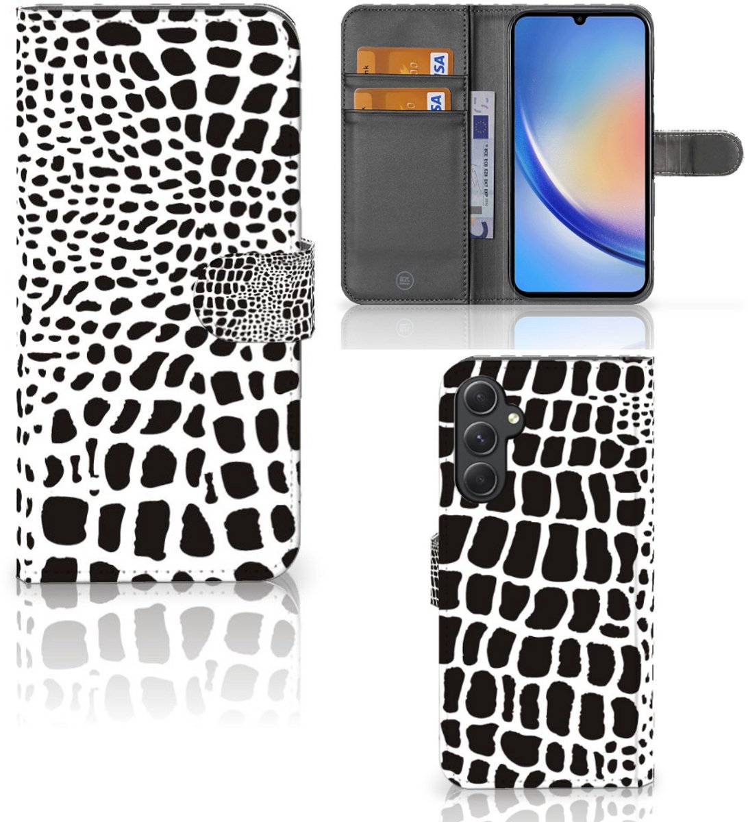 Samsung Galaxy A24 4G Telefoonhoesje met Pasjes Slangenprint