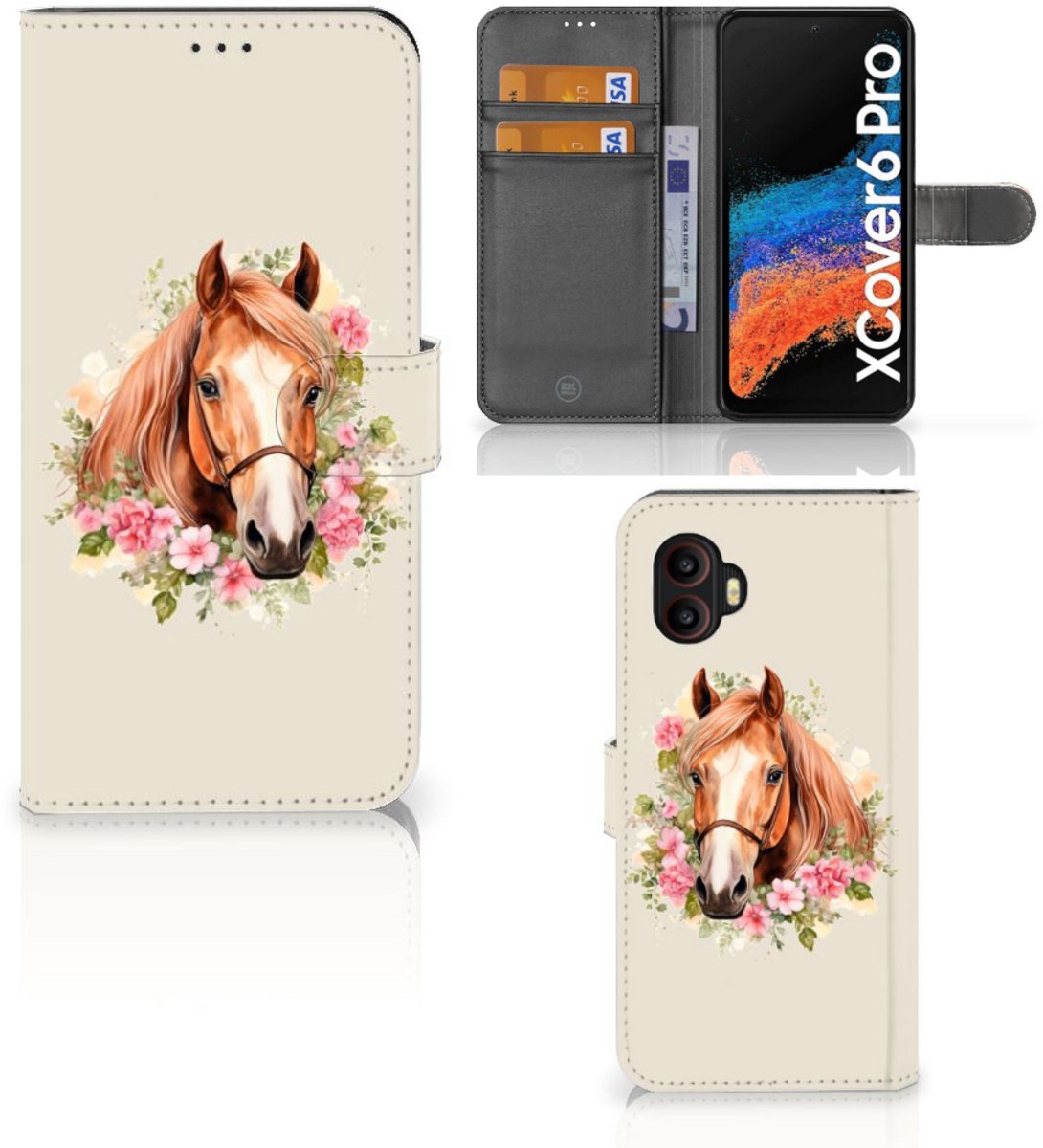 Telefoonhoesje met Pasjes voor Samsung Galaxy Xcover 6 Pro Paard