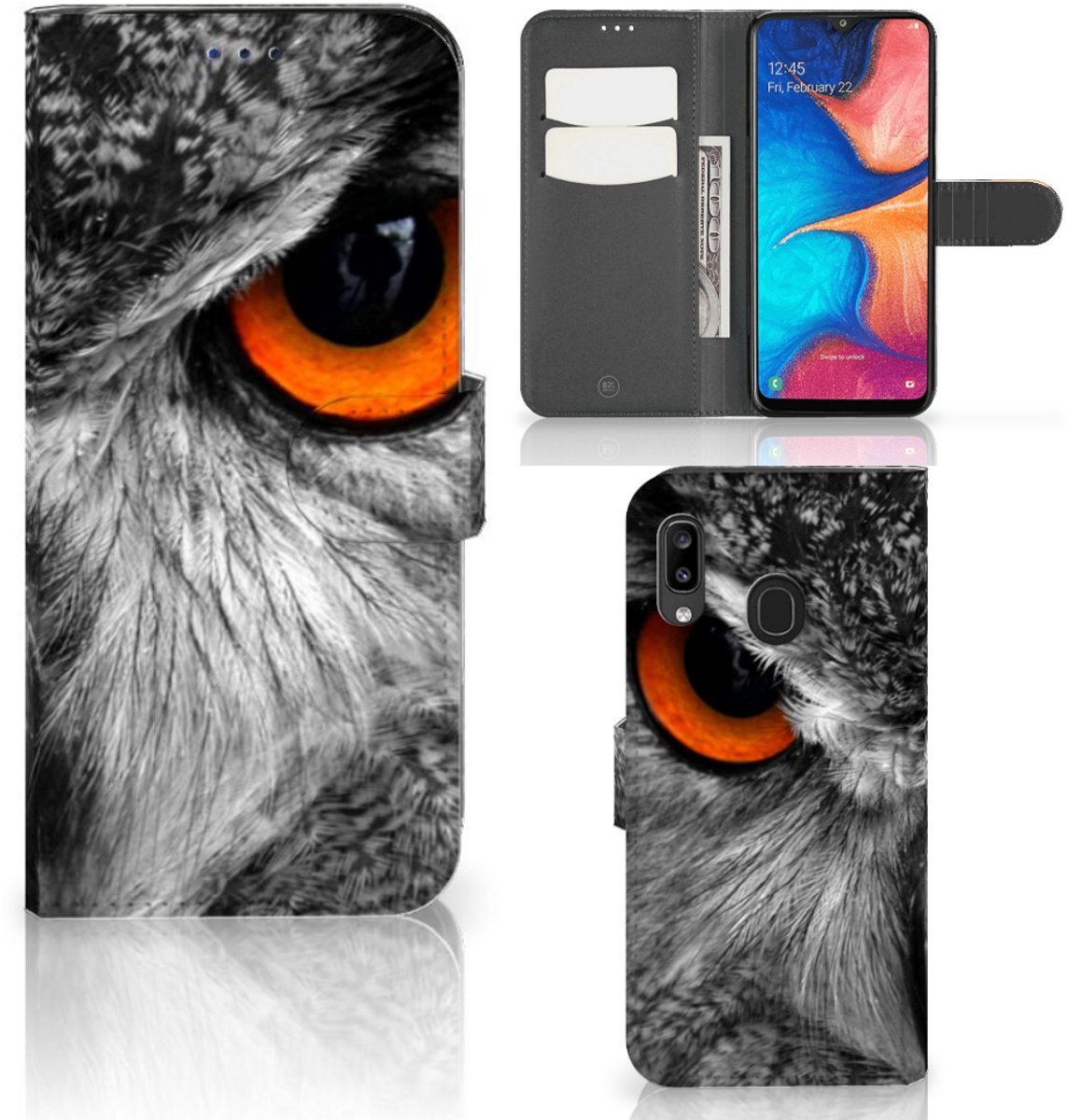 Samsung Galaxy A30 Telefoonhoesje met Pasjes Uil