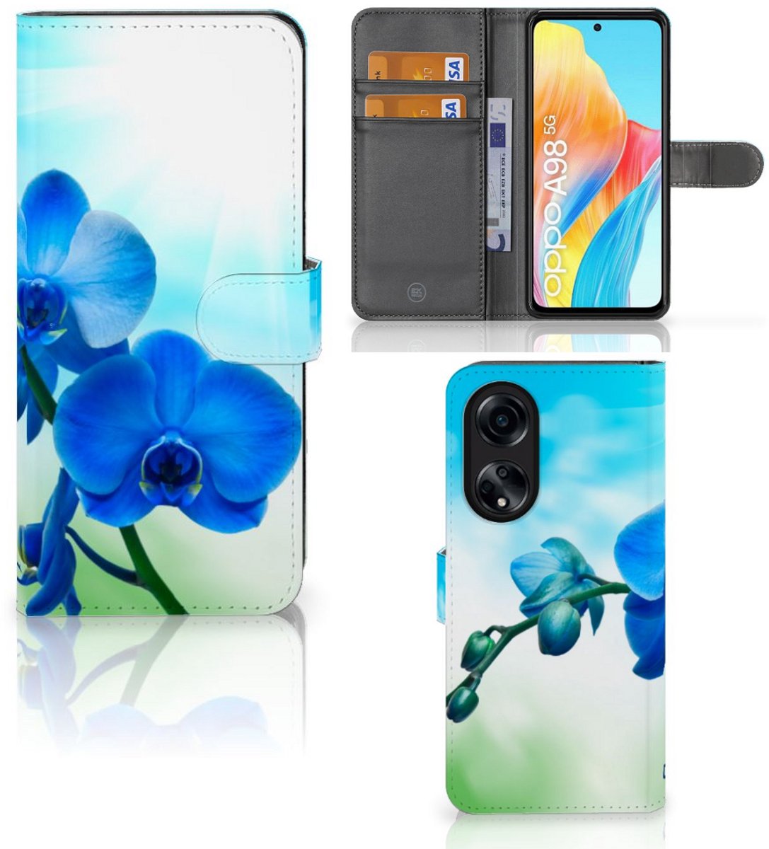 OPPO A98 5G Hoesje Orchidee Blauw - Cadeau voor je Moeder