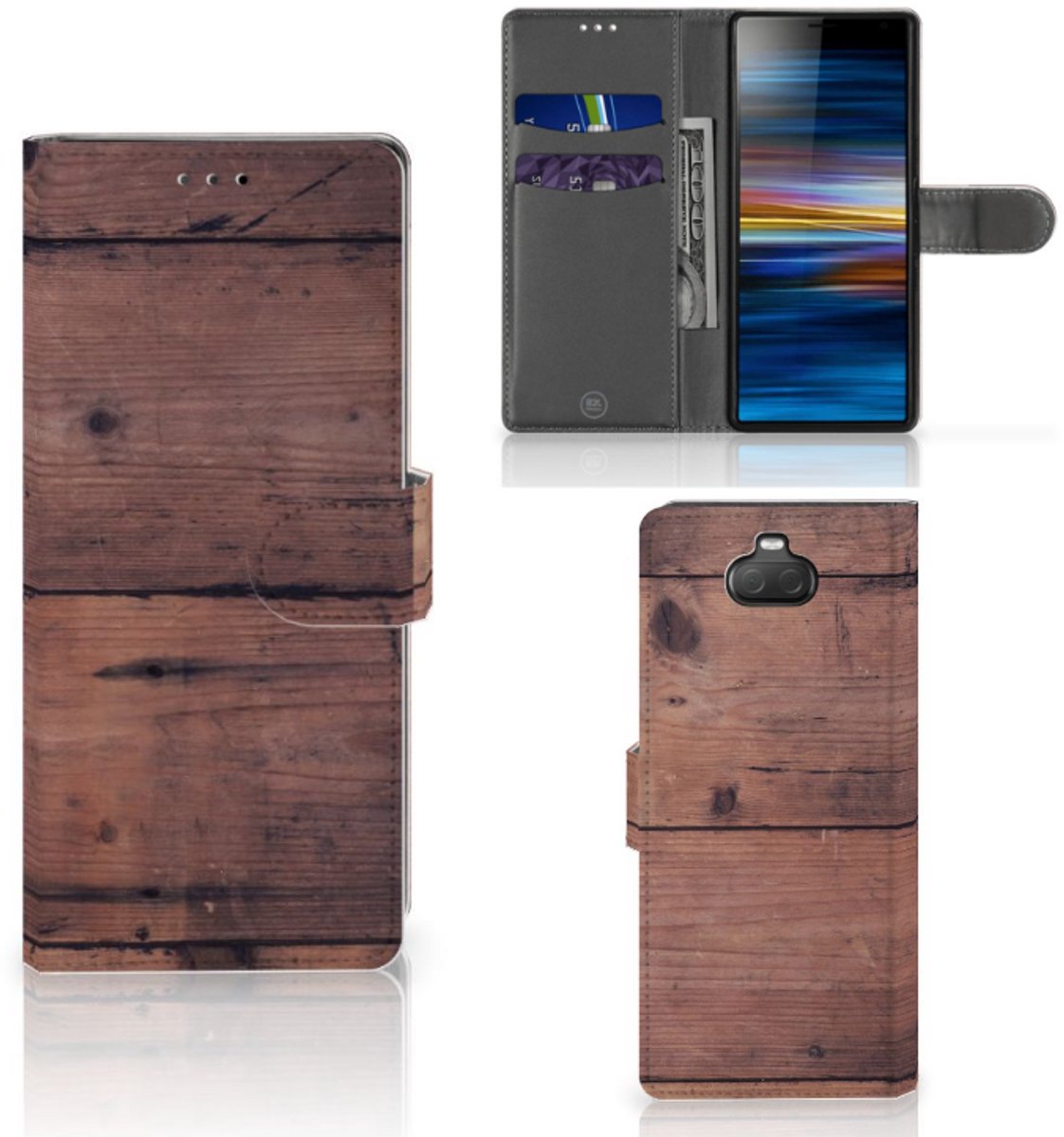 Sony Xperia 10 Book Style Case Old Wood