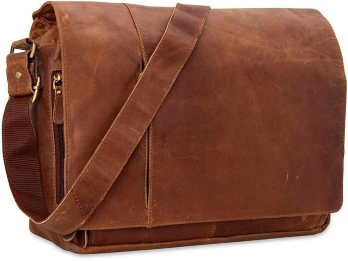 Leren Laptoptas - Laptoptas - Leren Tas - Luxe Leren Laptoptas - Werktas - Schoudertas - Business Tas - Leren Business Tas - 15,6 inch - Bruin - van Imperatoris