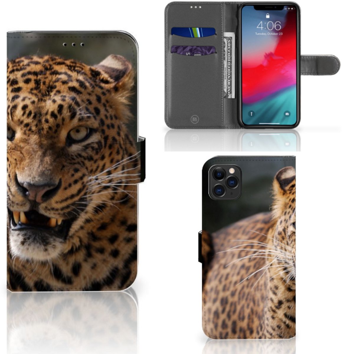 Apple iPhone 11 Pro Max Telefoonhoesje met Pasjes Luipaard
