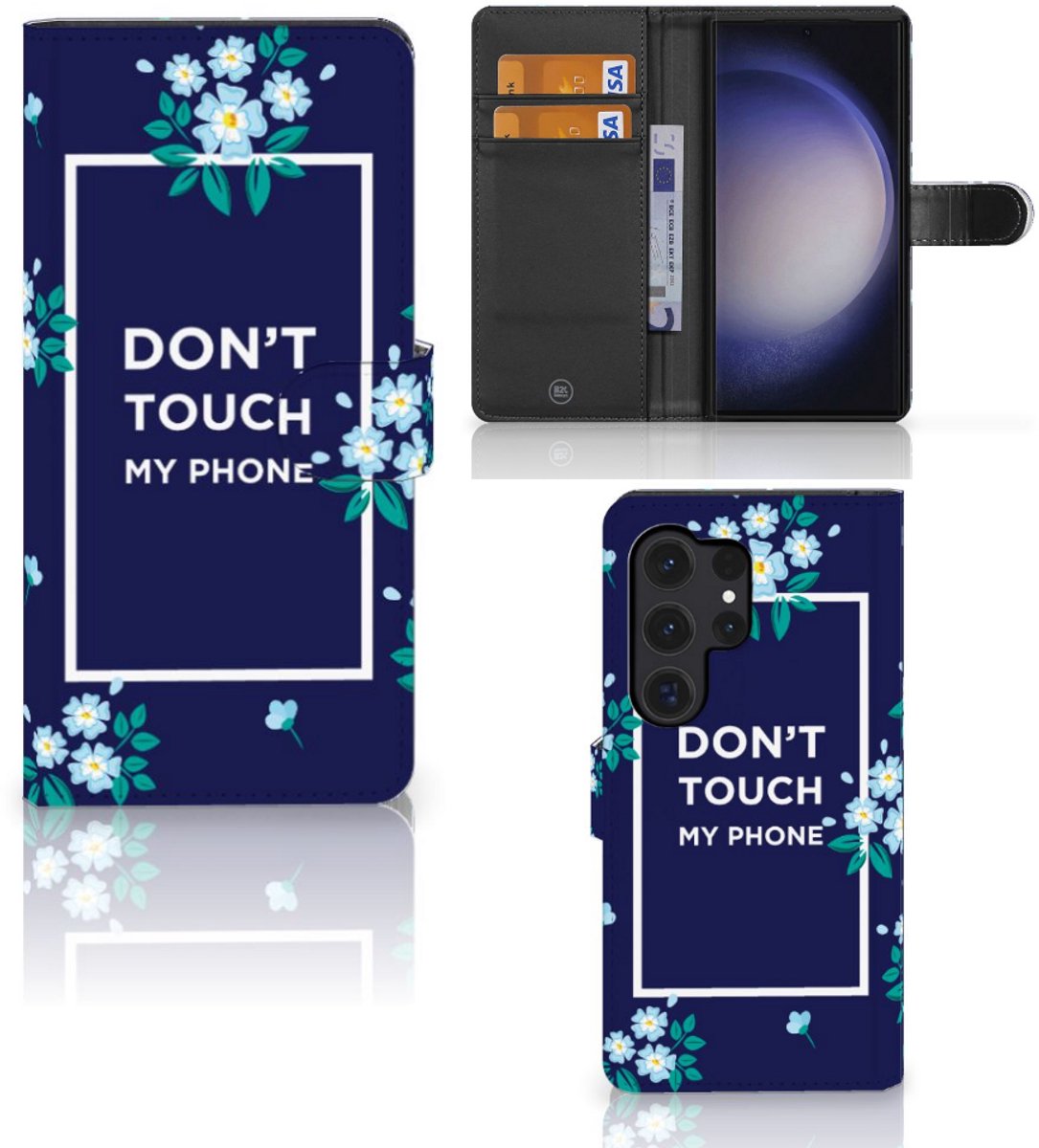 Samsung Galaxy S24 Ultra Portemonnee Hoesje Flowers Blue DTMP