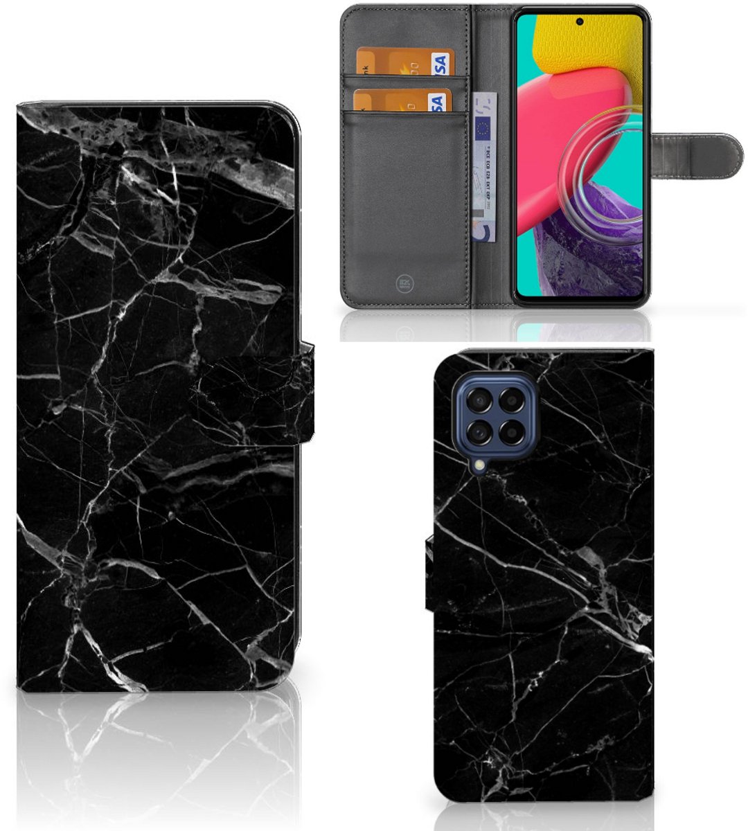 Samsung Galaxy M53 Bookcase Marmer Zwart - Origineel Cadeau Vader