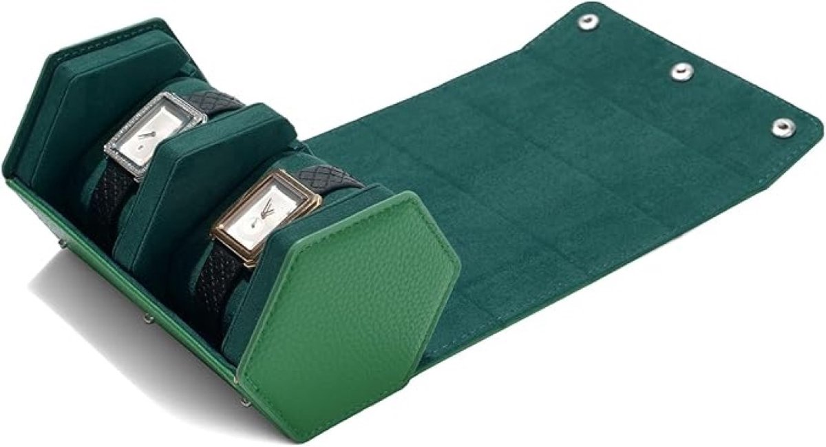 Zeshoekige horloge-opbergdoos met schuifkussen en fluwelen binnenkant