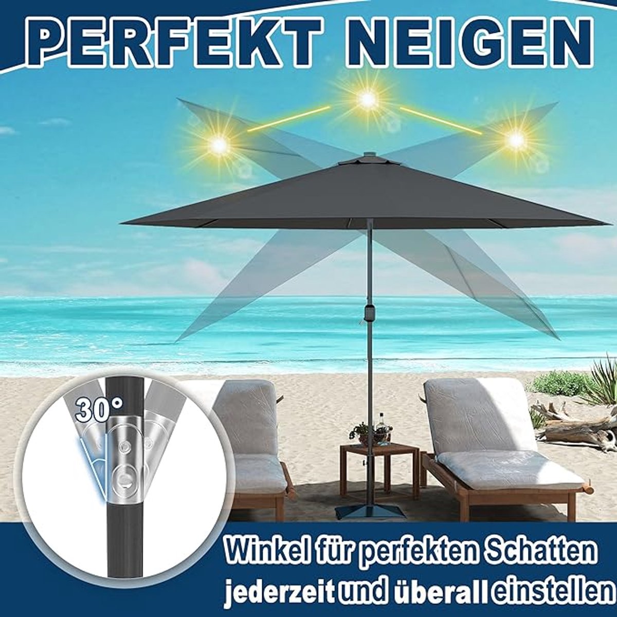 Tuinparasol Bellavero 300 cm Taupe – Achthoekig Zonnescherm Buiten – UPF 50+ UV-bescherming – Kantelbaar 30° – Vouwbaar met Zwengel – Grote Polyester Parasol voor Tuin, Balkon, Terras en Zwembad – ...