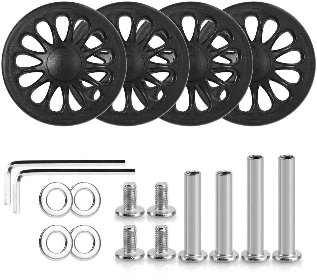 Bagage Spinner Wielen - Reiswielen Trolley - Koffer Repareren - 360 Graden Draaibaar - 50mm Diameter - Zwart