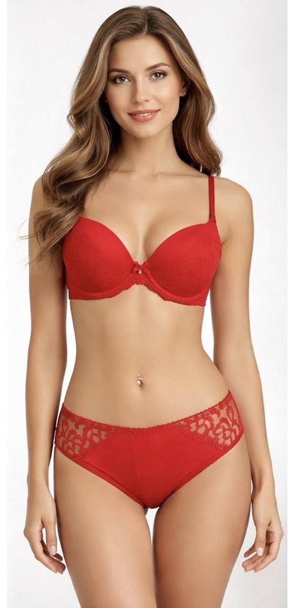 MILENKA kanten push-up BH - rood