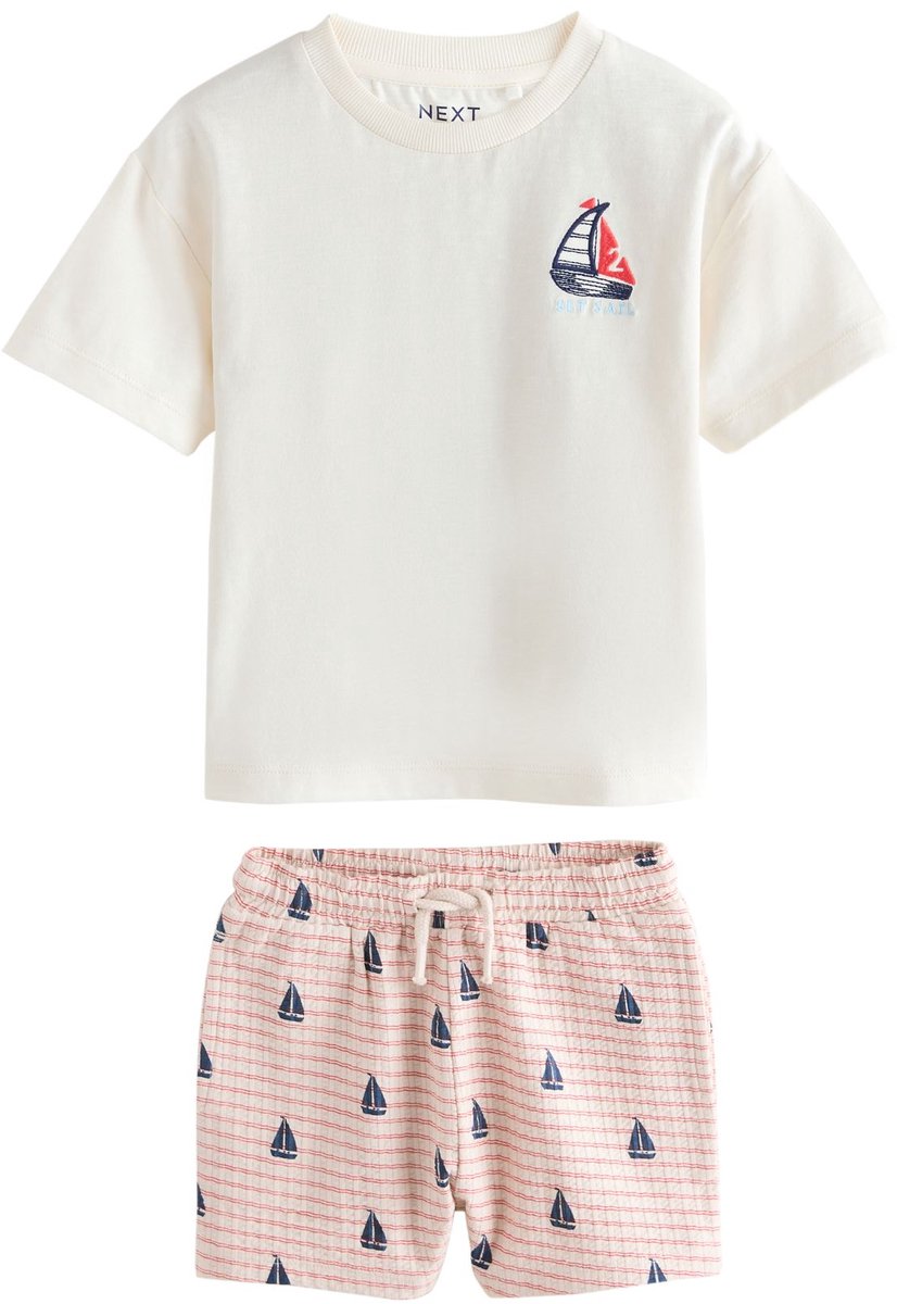 Next - Jongens - Set met T-shirt met korte mouwen en korte broek - Wit