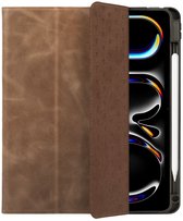 Rosso Elite Hoes Geschikt voor iPad Pro 13 (2024/2025) - 2-in-1 Echt Leer Book Case en Back Cover - Magnetisch Uitneembaar Hoesje - Beschermhoes Bruin