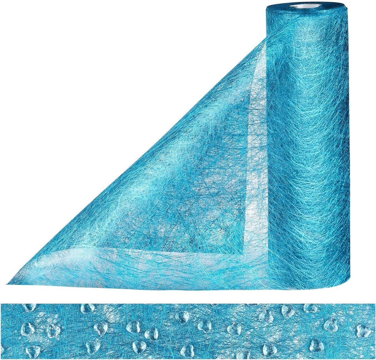 Tafelloper 23cm x 30M voor Bruiloft, Verjaardag en Feestdecoratie met 150 Hartvormige Strass Steentjes
