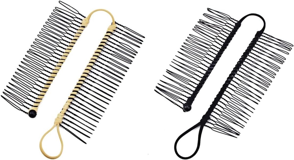 Set van 2 Rekbare Haaraccessoires - 30 Tanden Bananen Kam Clips voor Dik, Golvend en Krullend Haar