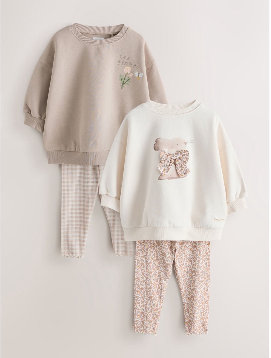 Next - Meisjes - Sweatshirt & legging, set van 2 - Crème