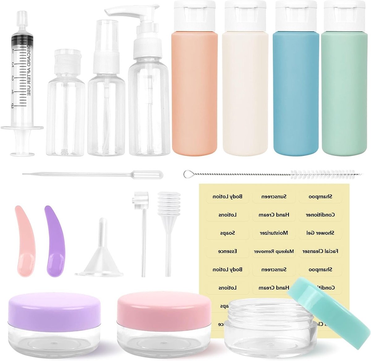 Set van 20 Refillable Reiskoffers, 60ml Cosmetische Flessen voor Shampoo, Lotion en Toilettas Accessoires