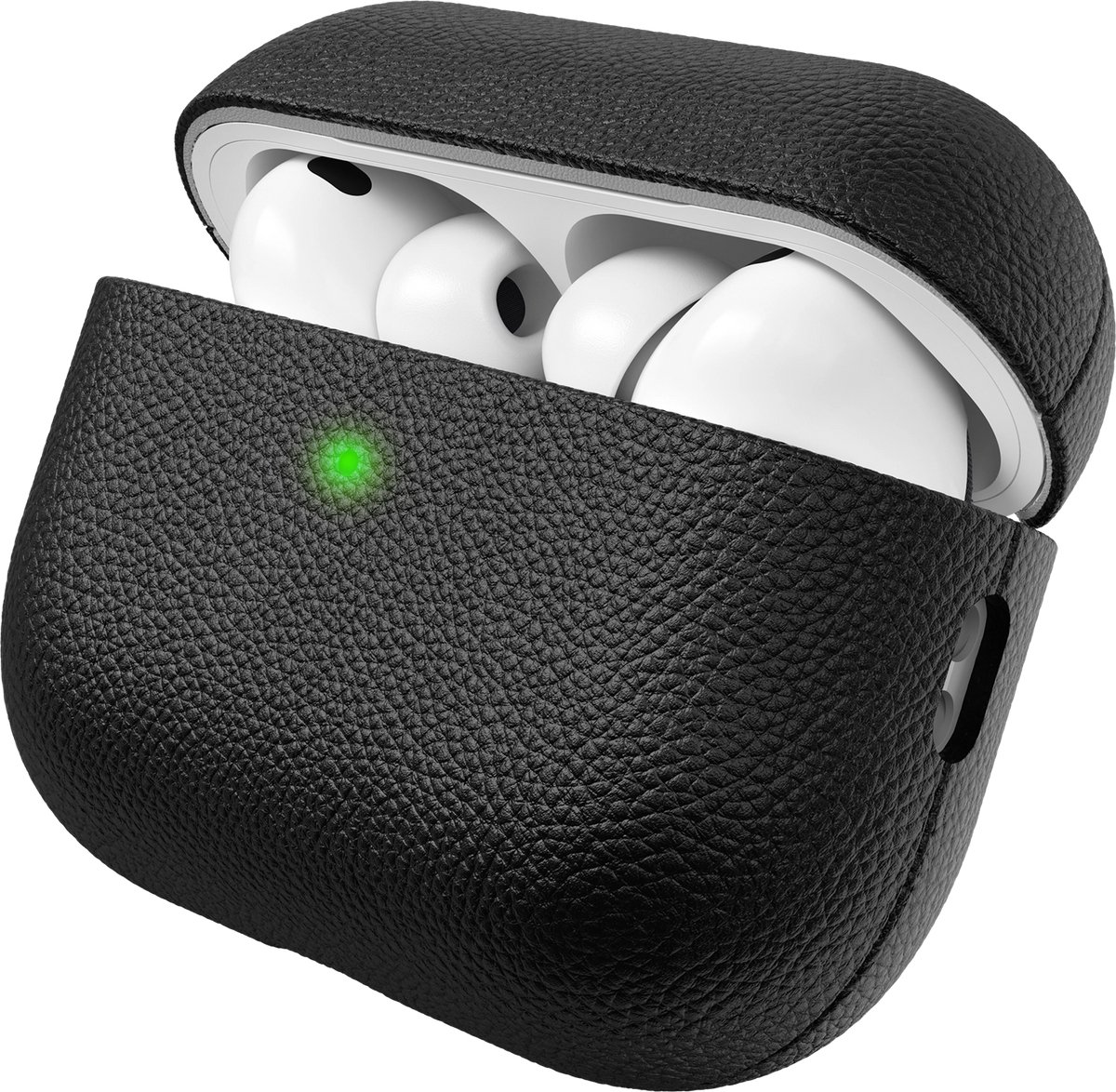 KeyBudz Artisan Lederen Hoesje AirPods Pro 3 – Handgemaakt van Topkwaliteit Italiaans Leer – Robuuste 4-Delige Polycarbonaat Bescherming – Compatibel met Bedrade en Draadloze Oplaadmechanismen - Zwart