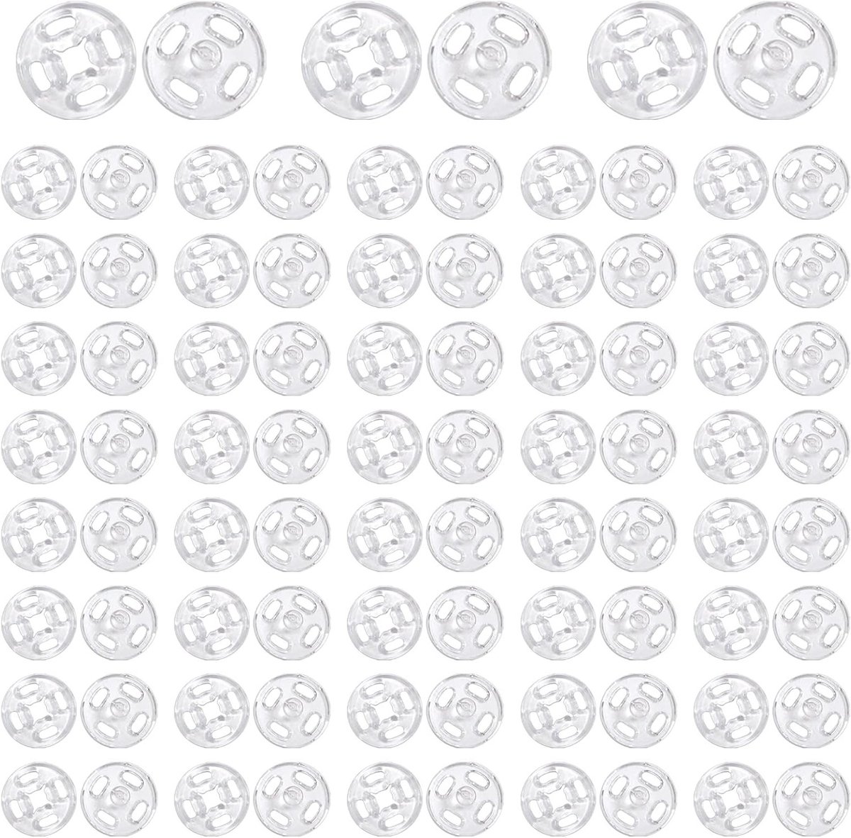 120 Sets Transparante Drukknopen 12 mm - Onzichtbare Snap Knopen voor Kleding, Naaien en DIY Projecten