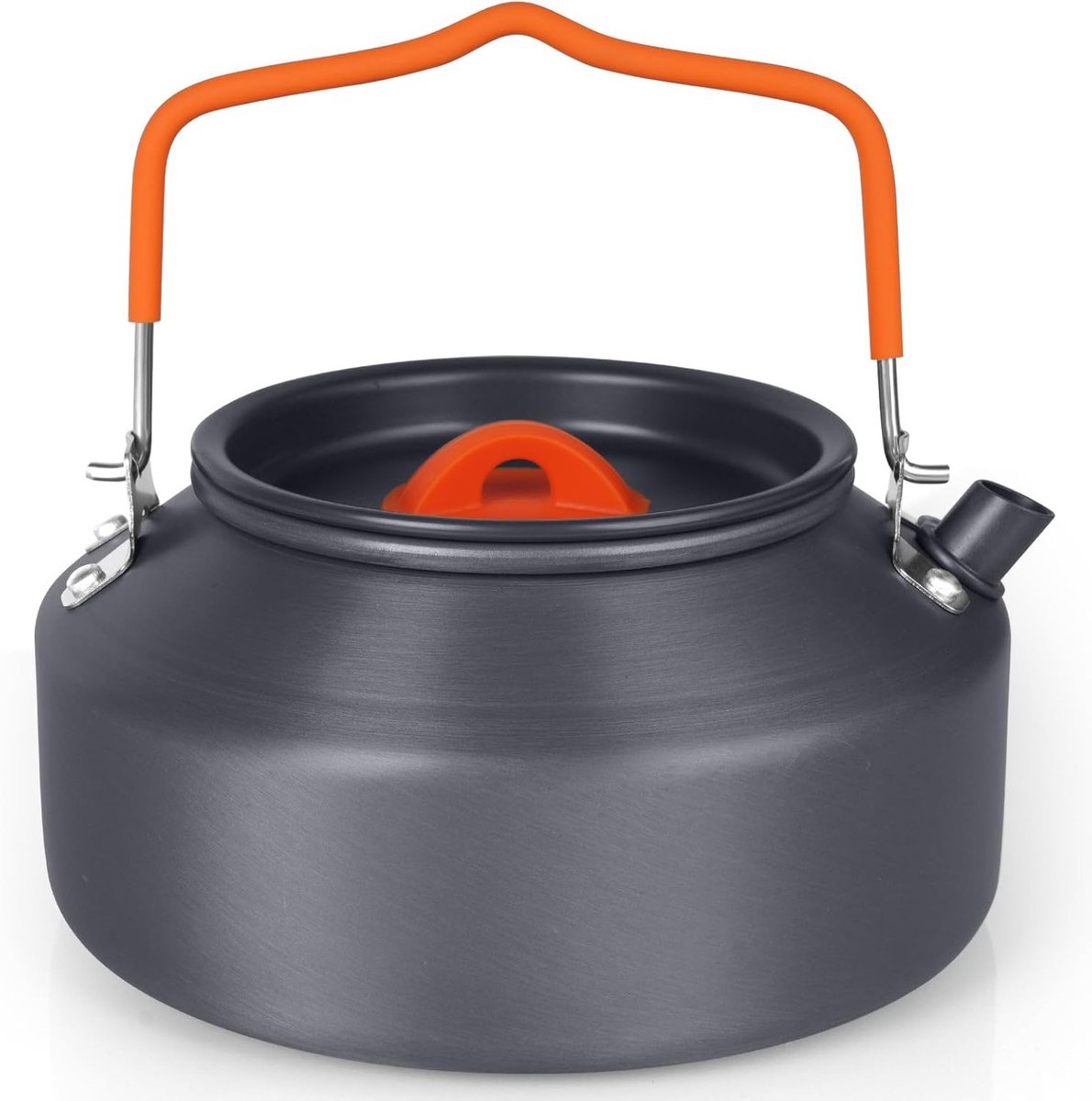 Camping Kettle 1.1L - Lichtgewicht Waterkoker voor Kamperen, Outdoor en Reizen in Grijs-Zwart
