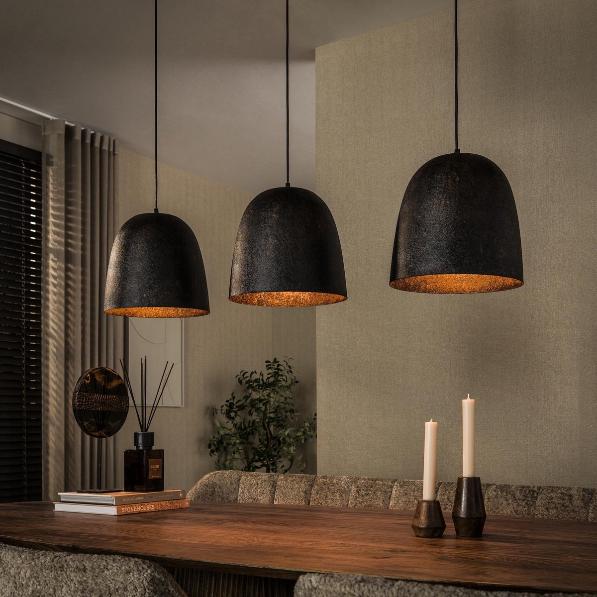 PS-Collection Hanglamp Nova Metaal - 3-Lichts Donkerbruin - hanglampen eetkamer, hanglamp zwart, hanglampen woonkamer, hanglamp slaapkamer, hanglamp kinderkamer, hanglamp rotan, hanglamp hout, hanglamp industrieel