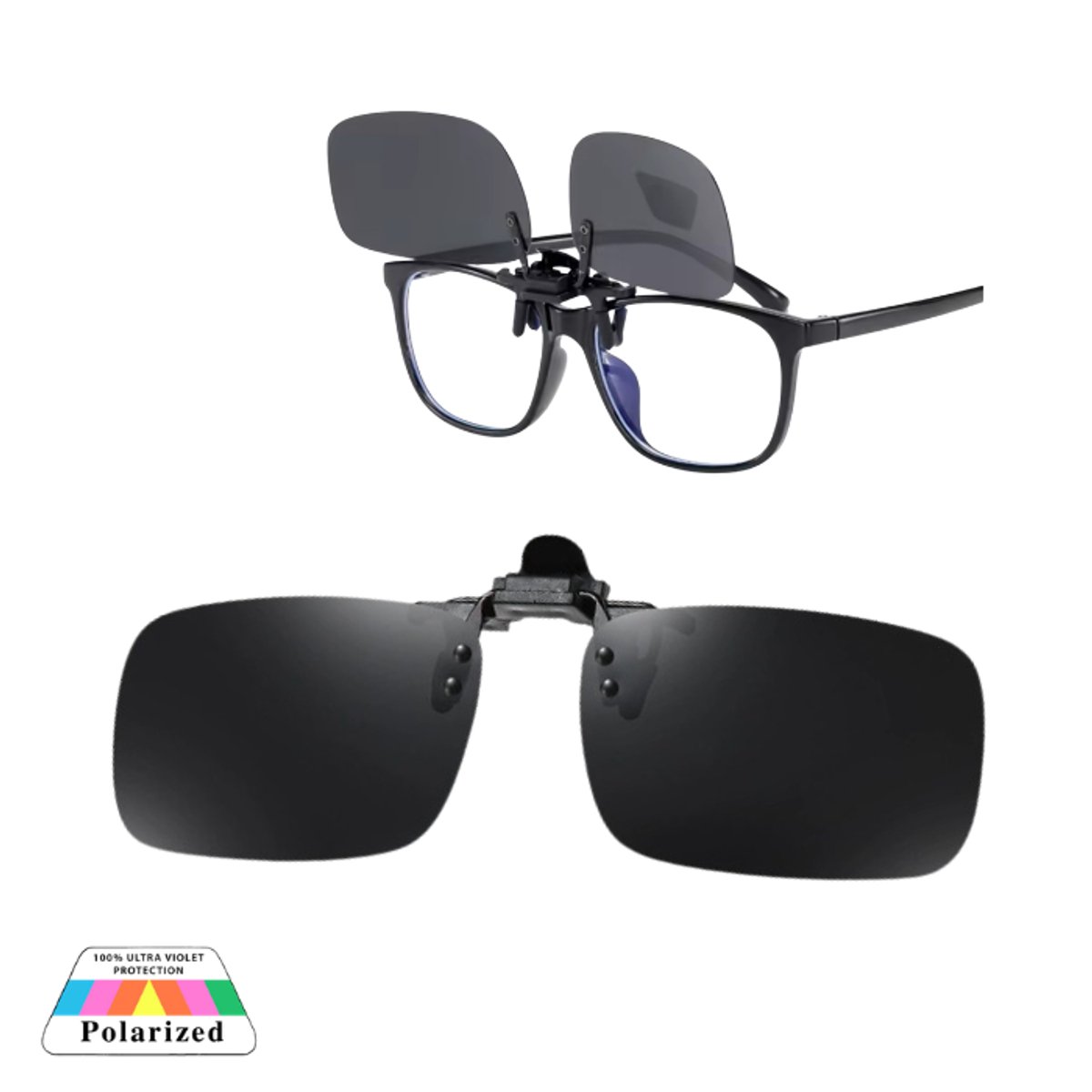 S4D® - Clip-On Zonnebril – Gepolariseerde Lenzen – UV Bescherming – Voor Multifocale Brillen - Unisex - Ultralicht & Comfortabel - Inclusief Handige Opbergcase En Zachte Microvezeldoekje !