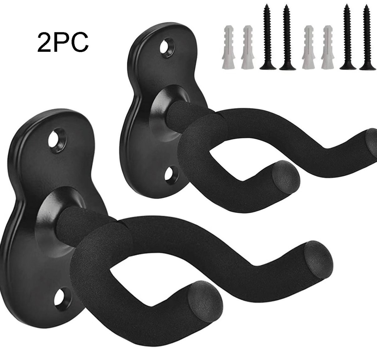2 Stuks gitaarstandaard - gitaar - guitar hanger - Gitaar muurbevestiging - Muurbeugel - Gitaar Wandbeugel – Muurbeugel - Zwart
