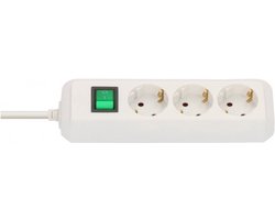 Brennenstuhl Eco-Line 3-voudige stekkerdoos (stekkerblok met verhoogde aanraakbeveiliging, schakelaar en 5m kabel) wit