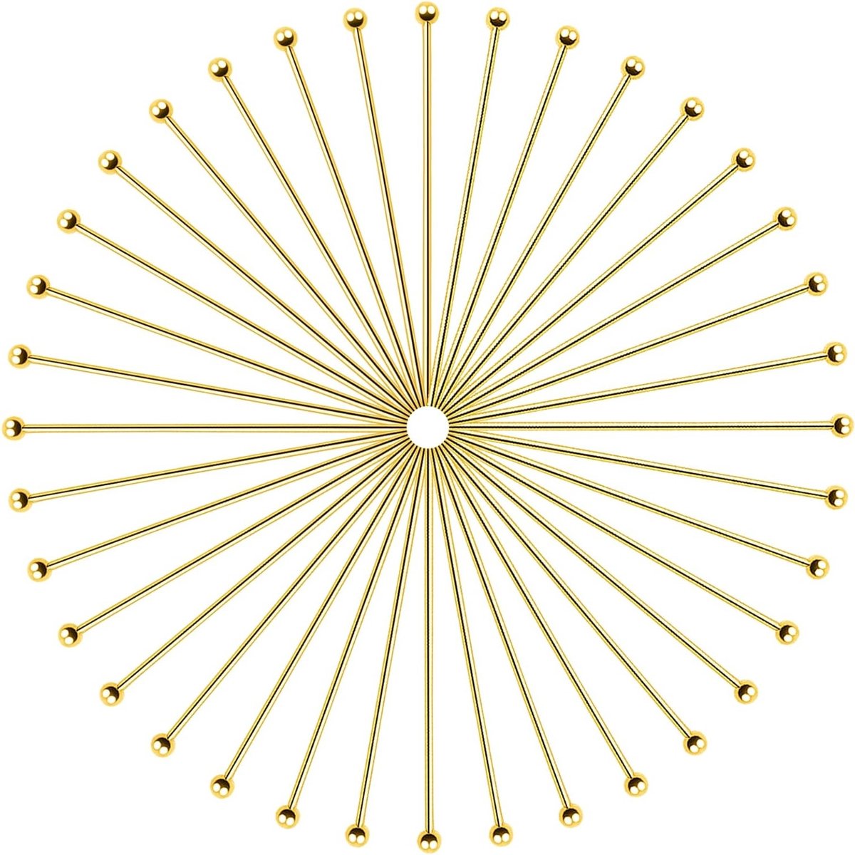 200 Stuks Bal Kralen Nagelkoppen, 35mm Messing Goud Geplateerde Spelden voor DIY Sieraden, Kettingen, Oorbellen en Armbanden Maken