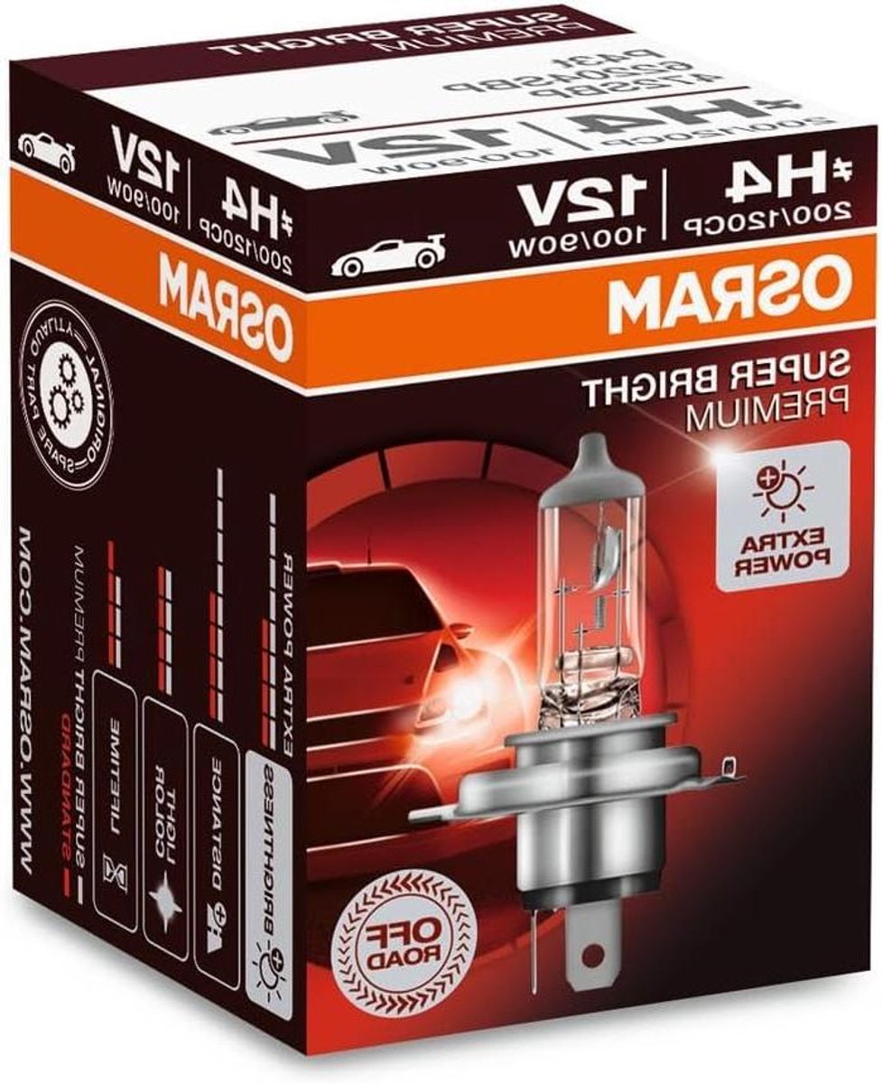 Halogeenlamp H4 - Autolamp Gloeilamp - Verlichting Auto - Super Bright Premium - 12V 80W - Geel