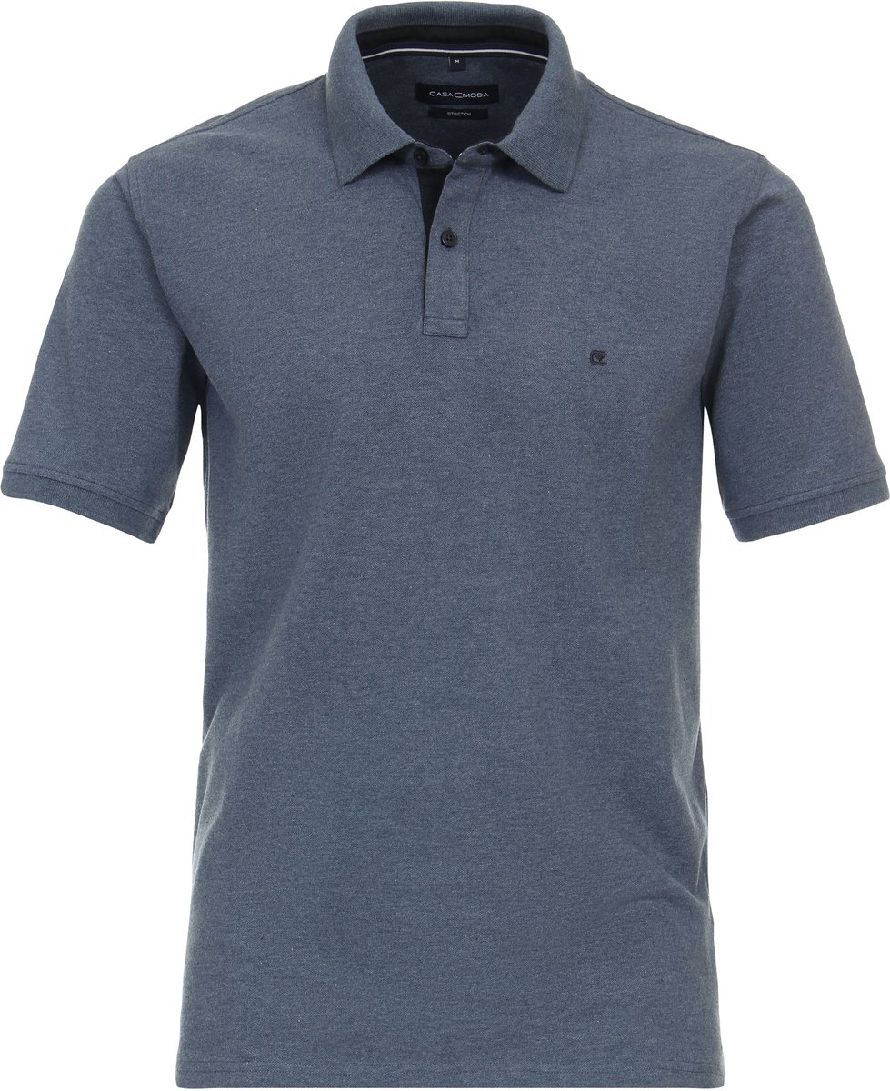 Casa Moda Polo Stretch Blauw - Maat L - Heren