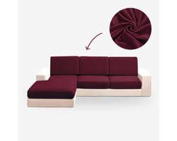 BankhoesDiscounter Knitted L-vorm Zitkussen Hoes – Bankhoes Stretch – Kussenhoezen – Bankbeschermer voor Hoekbank – Zetelhoes & Zetelbeschermer - Sofa Cover - Bordeaux Rood