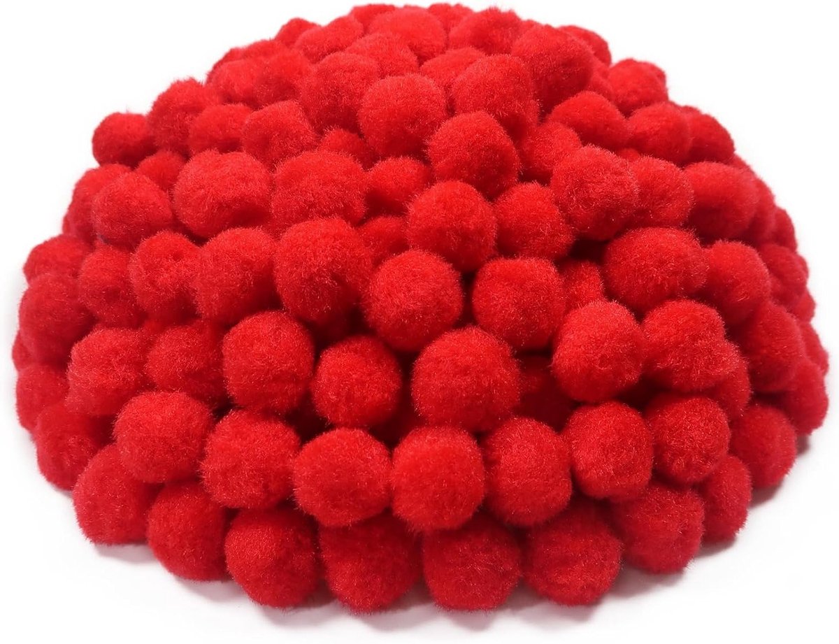 300 Stuks Handgemaakte Pom Poms Rood 2.5 cm - Fluffy Creatieve Versieringen voor Knutselprojecten, Garlands en Decoraties